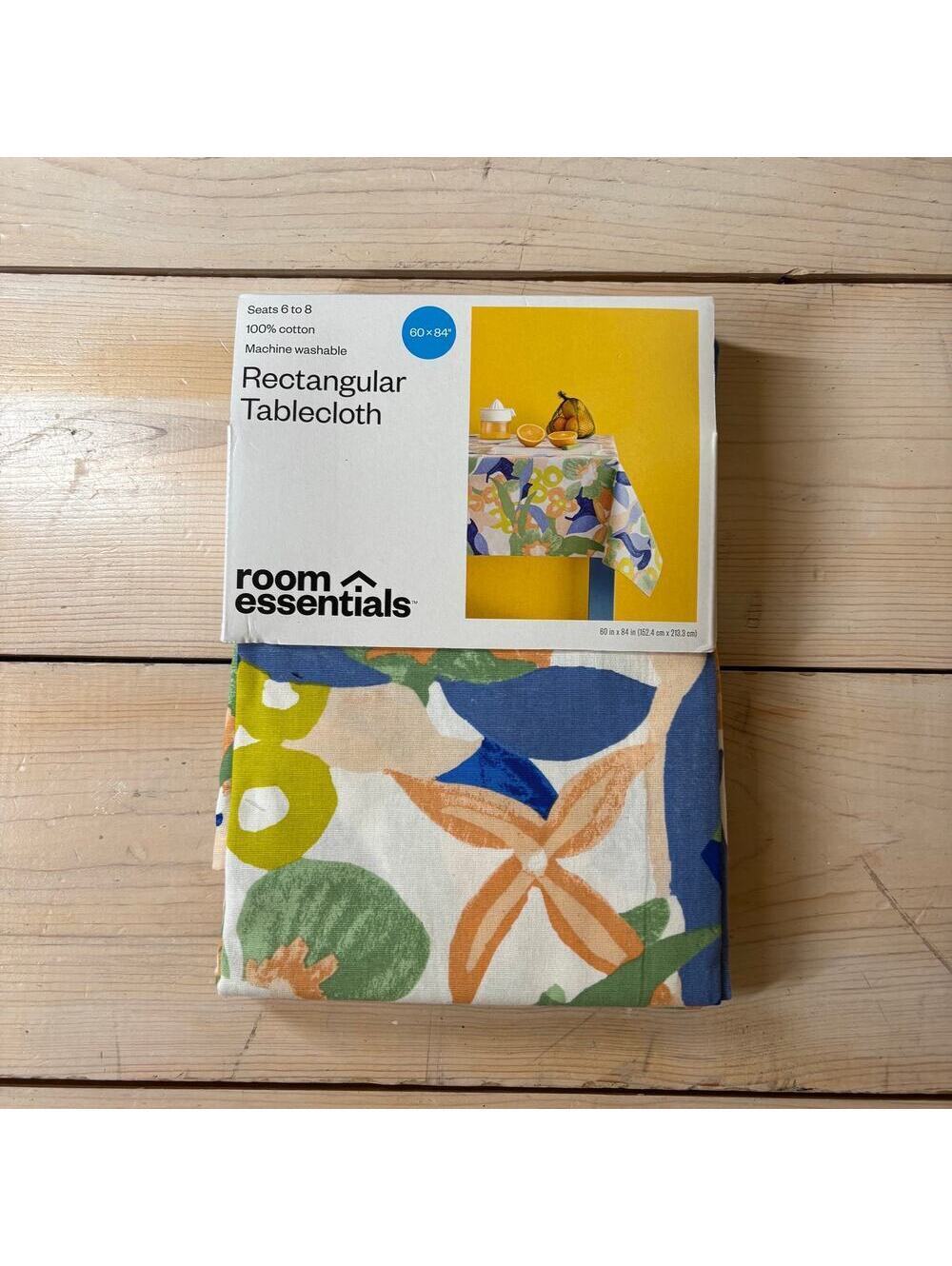 Room Essentials NWT Bright Floral Rectangular Cotton Tablecloth 60x84